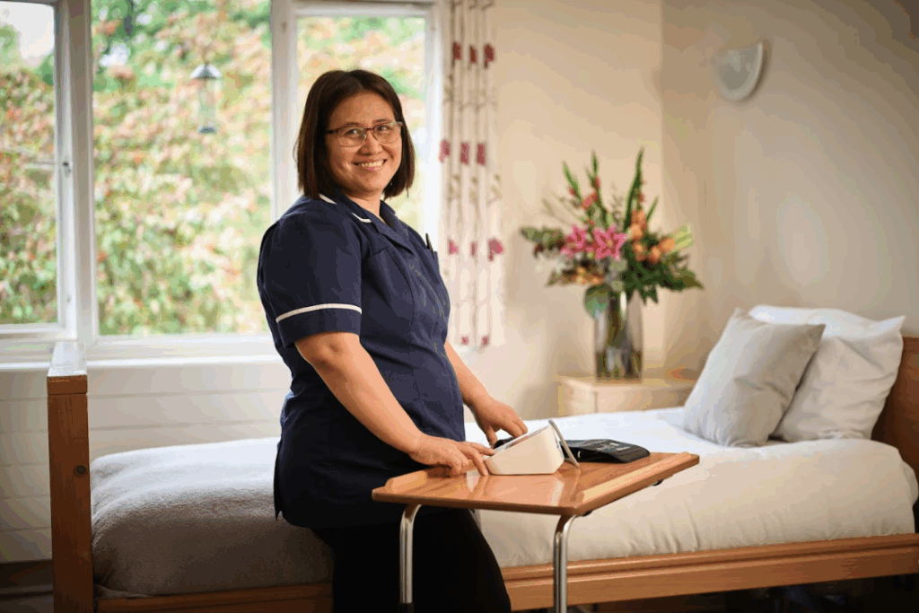 nurse in residents bedroom