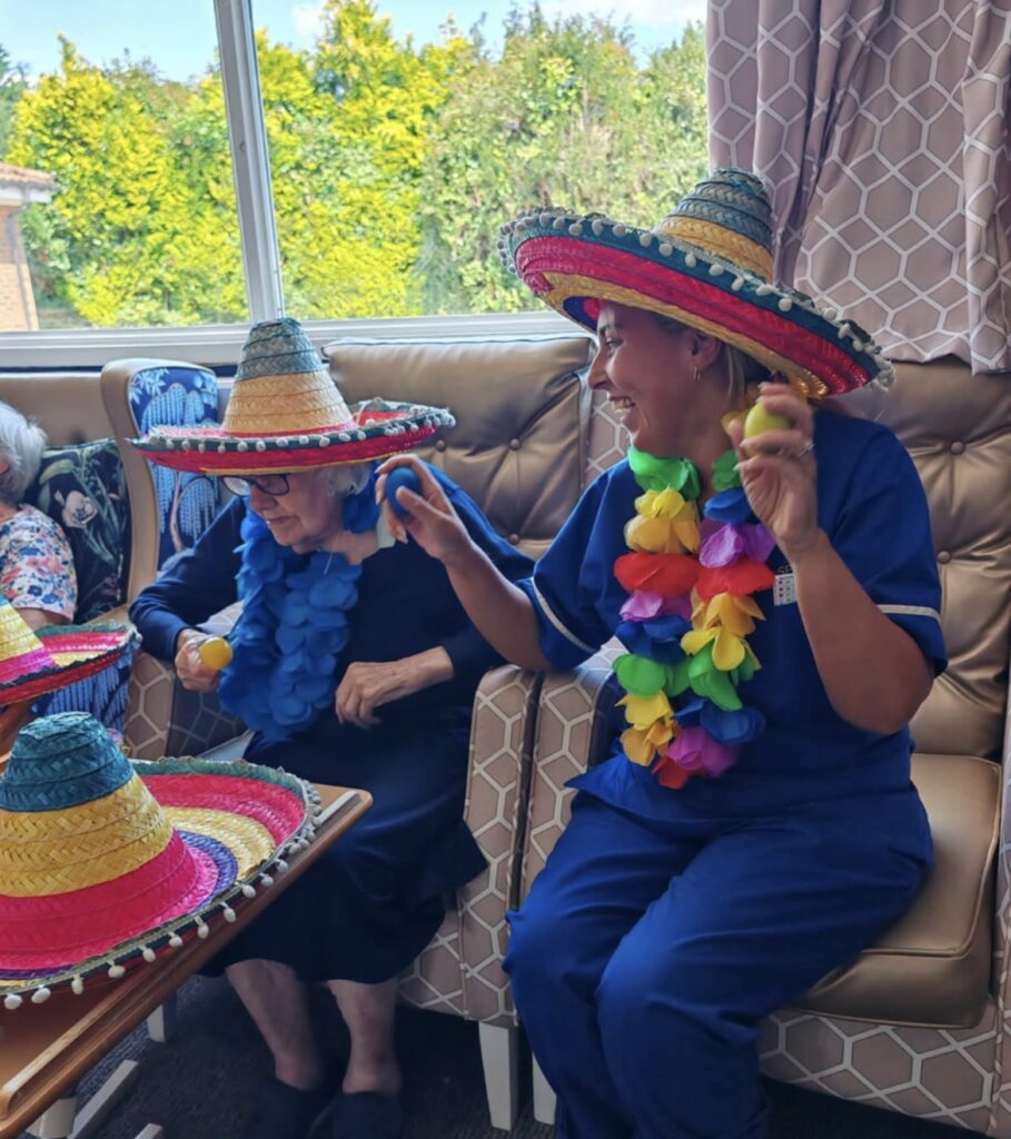 Residents enjoying an activity in the care home