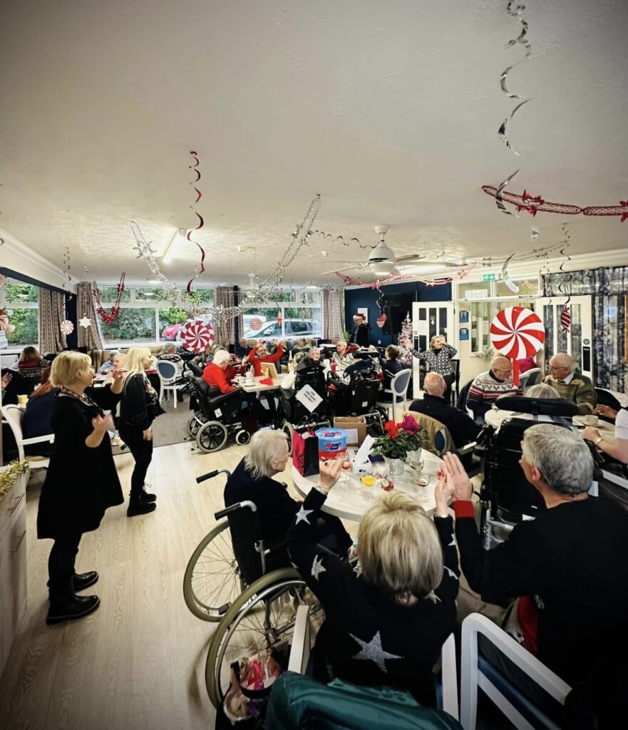 residents socialising at Christmas