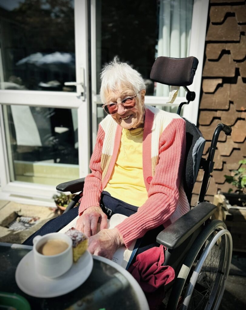 afternoon tea in the sun with residents